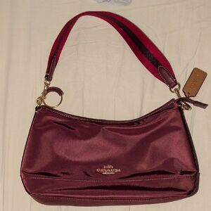 Coach Maroon Shoulder Bag with Gold Accents